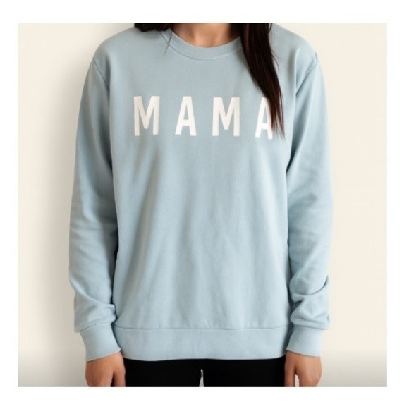 Mama Sweatshirt Crewneck Pullover Top Women's Medium Blue Casual - Picture 1 of 5